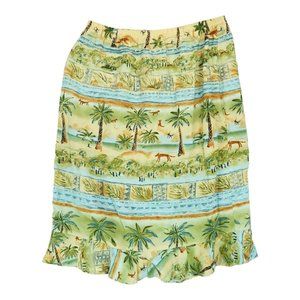 Weekend Clothes‎ Line Women's MEDIUM Skirt Tropical Island 100% Rayon